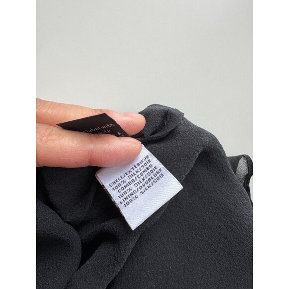 DVF DIANE VON FURSTENBERG Lane Black Silk Chiffon Blouse, Size 4 - Picture 14 of 16
